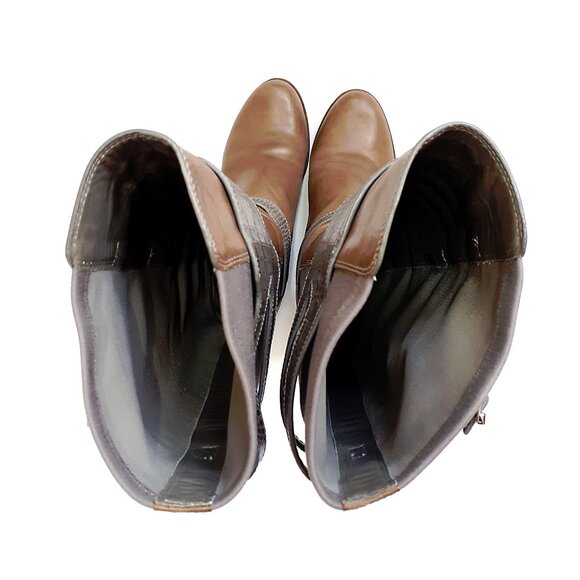 COLE & HAAN Tennley Knee High Buckle Boot in Ironstone Brown & Gray Leather - Picture 8 of 14